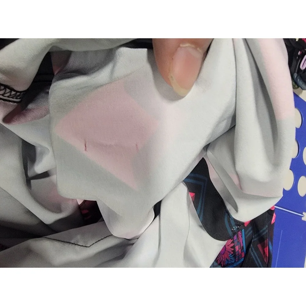 Retro Rifle Pink/Blue/Black Short Sleeve Button Down‎ Shirt Size M